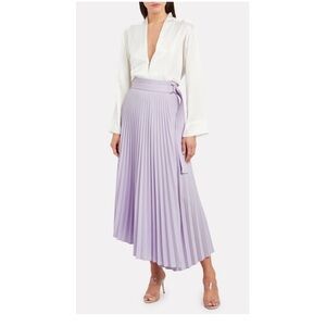 A.L.C Purple Asymmetrical Wrap pleated Midi Skirt